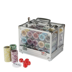 11.5ABS Clay Poker Chips Sets Customized with Transparent Chip Case 600PCS Poker Chips Carrier (DRA-GB2025 )