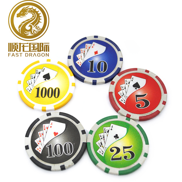 Cheap Custom Design Numbered clay poker chips with Sticker