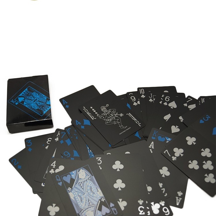 High Quality Waterproof Plastic Pvc Black Playing poker Cards Blue Color Poker Card Sets