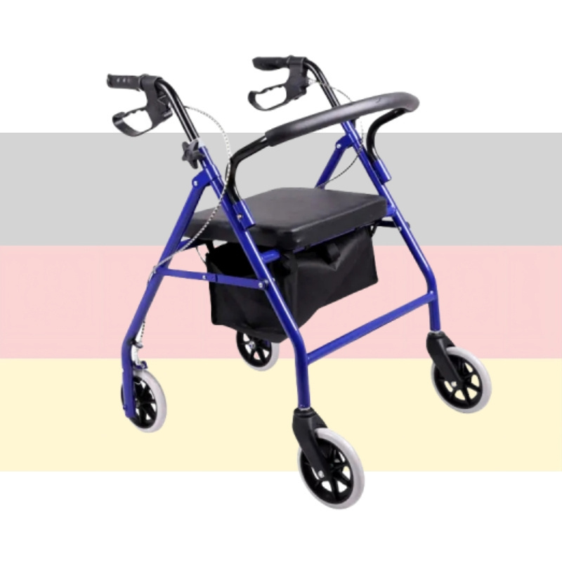 Wholesale Folding Outdoor Lightweight Aluminium Adults Elderly Walking Aids Frame Foldable Upright Walker Rollator with Seat