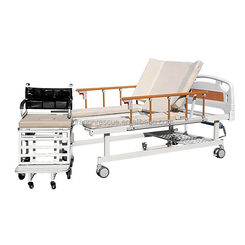 Hot Sale Medical Equipment Multifunctional Patient Wheelchair Bed Homecare Nursing Bed With Toilet