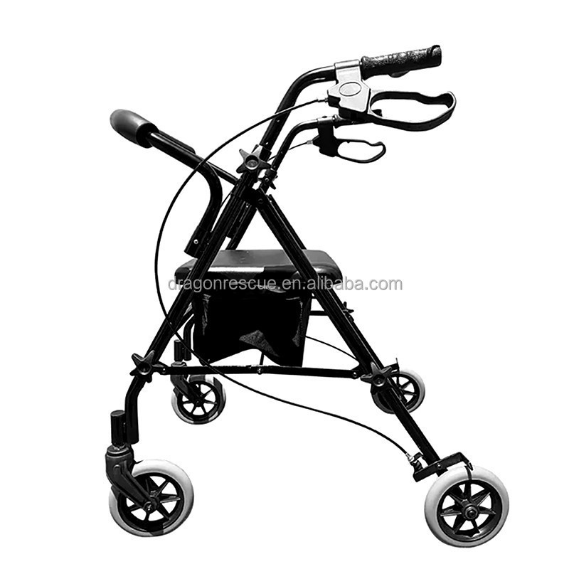 Wholesale Folding Outdoor Lightweight Aluminium Adults Elderly Walking Aids Frame Foldable Upright Walker Rollator with Seat