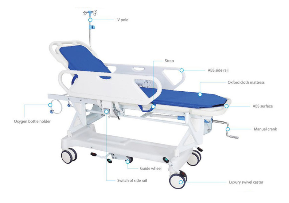 Factory Wholesale Medical Transport Stretcher Transfer Trolley Hospital Bed For Emergency