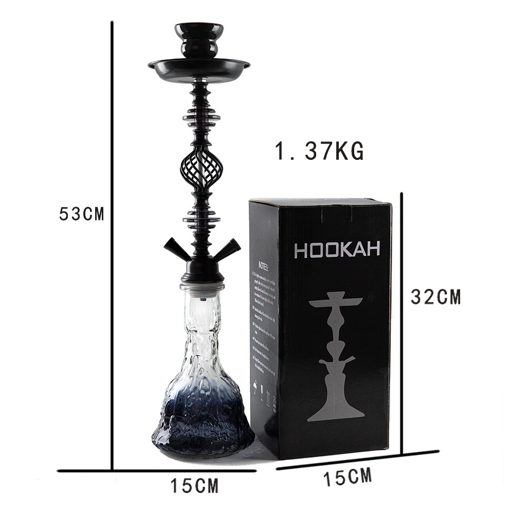 New Arabic Double Hoses Medium Bottle Set High Grade Glass Metal Pipe Custom Hot Selling Arab Hookah Accessories