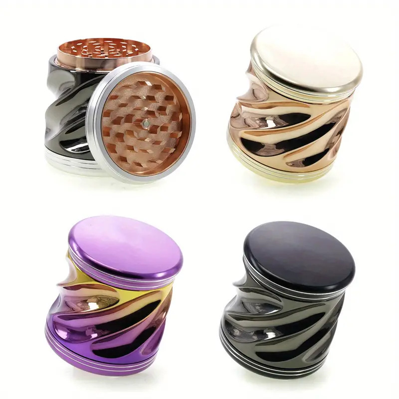 New Design 4-layer 75MM Aluminum Alloy Plastic Zinc Alloy Large Capacity Flash Color Tobacco Breaker Herb Grinder