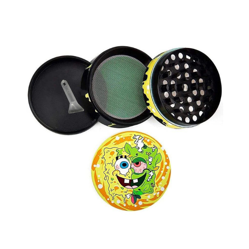 High Quality Customised Printed Logo Manual Hand 4 Pieces Zinc Alloy Spice Tobacco Herb Grinder