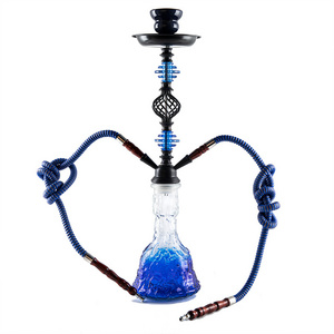 New Arabic Double Hoses Medium Bottle Set High Grade Glass Metal Pipe Custom Hot Selling Arab Hookah Accessories