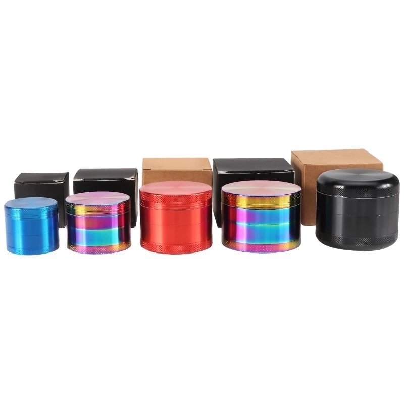 High Quality Customised Printed Logo Manual Hand 4 Pieces Zinc Alloy Spice Tobacco Herb Grinder