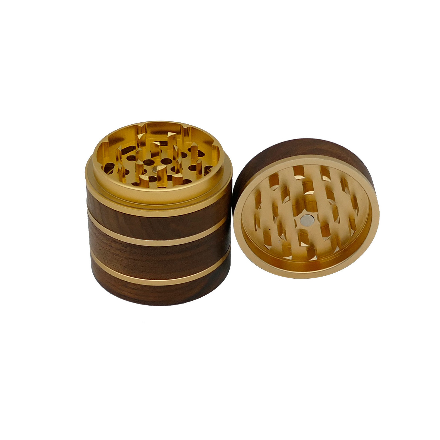 Luxury Walnut Aluminum Alloy 63mm Wooden Herb Mill4 Layers smoke mill Smoking Grinder