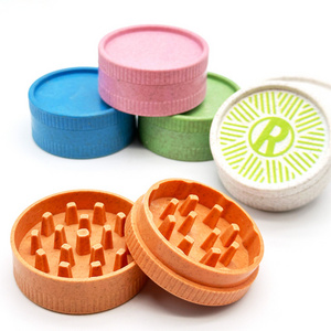 Custom Logo High Quality Biodegradable Tobacco Grinder 55mm 2 Layer Plant Fiber Eco Friendly Grinder