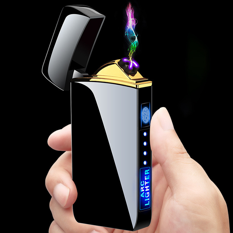 Luxury USB Charging Lighter Personality Fingerprint Sensor Unlock Arc Windproof Cigarette Lighter