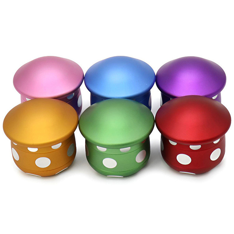 4 Piece 2.5inch 63mm Custom Logo Metal Aluminum 63mm Mushroom Girly Women Spice Herb Grinder