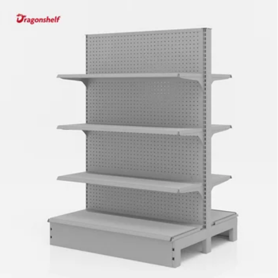 Dragonshelf Low MOQ Iron Metal Shelf Convenience Store Equipment Snack Shop Display Racks Gondola Supermarket Shelves