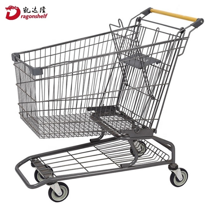 shopping cart with 4 wheels trolley for supermarket and store