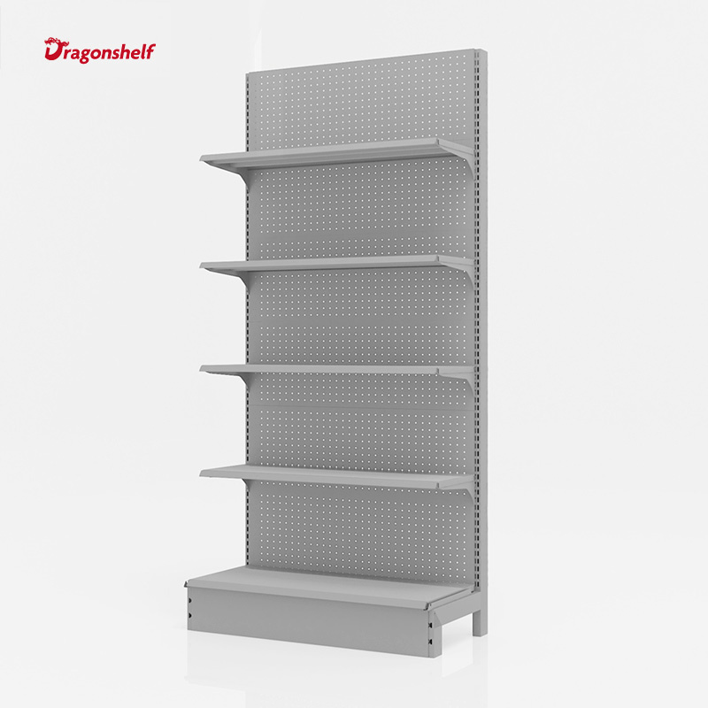 Dragonshelf Low MOQ Iron Metal Shelf Convenience Store Equipment Snack Shop Display Racks Gondola Supermarket Shelves