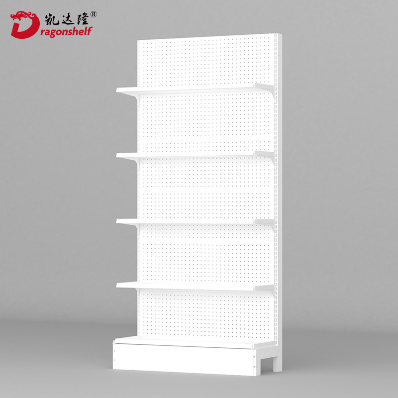 Dragonshelf White Metal 4-tier Gondola Supermarket Shelves Grocery Store Shelf Supermarket Shelves