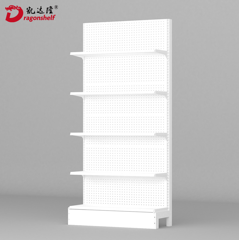 Dragonshelf Multi-functional Customized Supermarket Shelves White Black Single-side Retail Store Display Rack Gondola