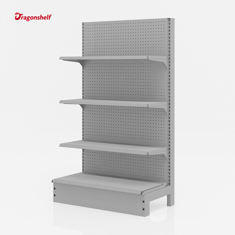 Dragonshelf Low MOQ Iron Metal Shelf Convenience Store Equipment Snack Shop Display Racks Gondola Supermarket Shelves