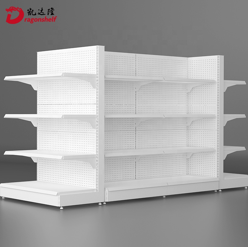 Dragonshelf Multi-functional Customized Supermarket Shelves White Black Single-side Retail Store Display Rack Gondola