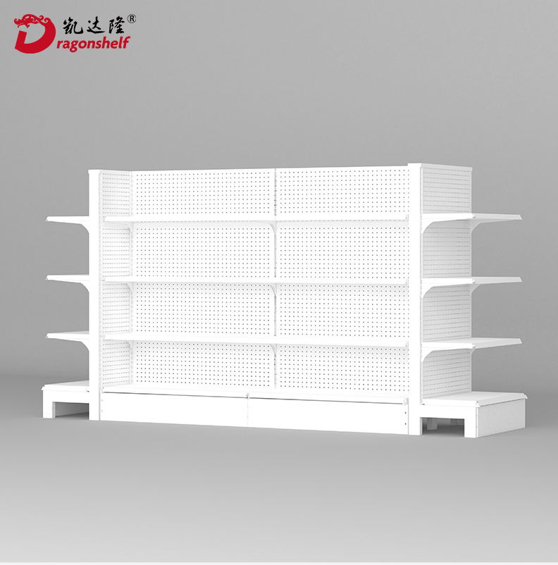 Dragonshelf Multi-functional Customized Supermarket Shelves White Black Single-side Retail Store Display Rack Gondola