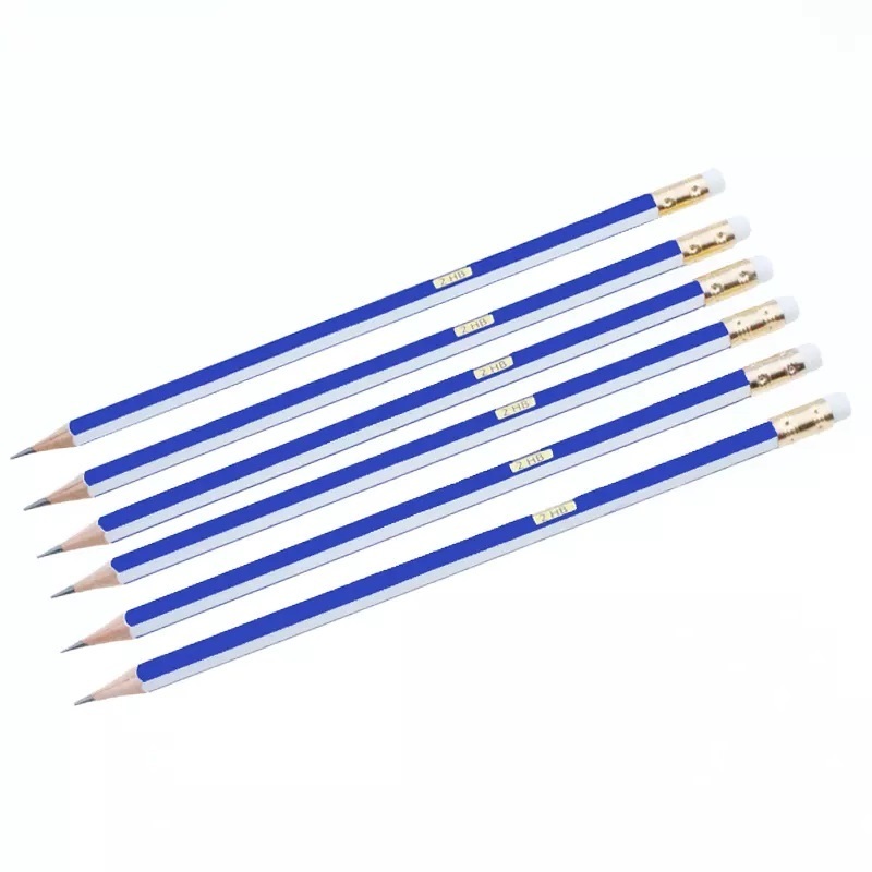 Stationary supplier wooden black led graphite HB pencils set lapiz with logo custom printed with eraser topper for school