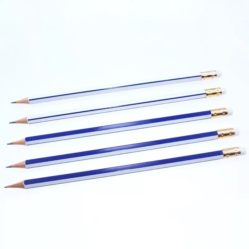 Stationary supplier wooden black led graphite HB pencils set lapiz with logo custom printed with eraser topper for school