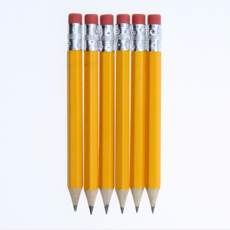 Wholesale half size small pencils with logo hexagonal short wooden pencil with eraser cheap golf pencils in bulk