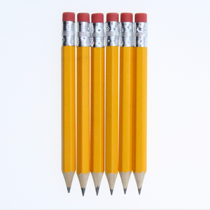 Wholesale half size small pencils with logo hexagonal short wooden pencil with eraser cheap golf pencils in bulk