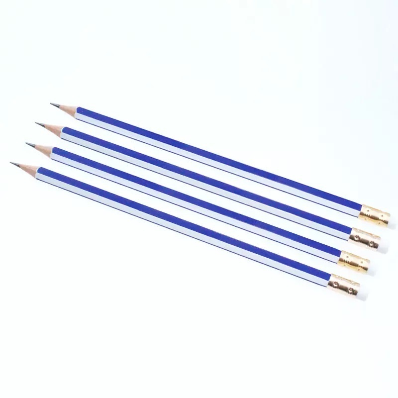 Stationary supplier wooden black led graphite HB pencils set lapiz with logo custom printed with eraser topper for school