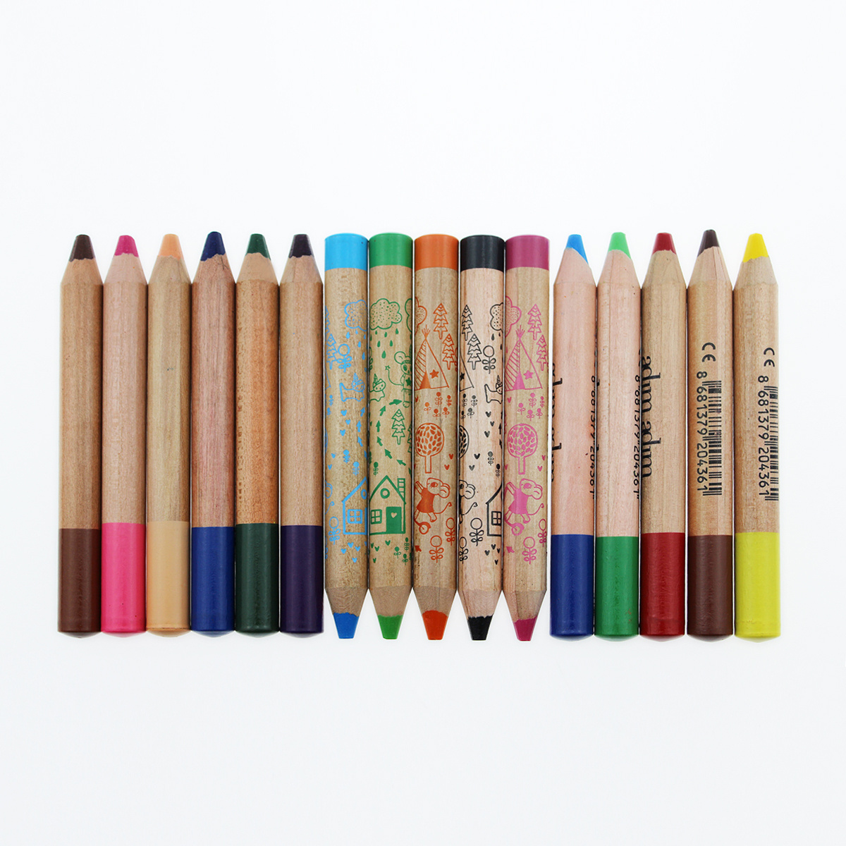 3 IN 1 COLOR PENCILS JUMBO WOODEN CRAYONS WOODY CRAYONS WAX CRAYON OIL PASTEL JUMBO COLOR PENCIL WITH  BRUSH AND SHARPENER