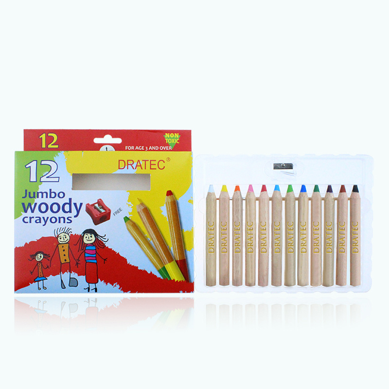 3 IN 1 COLOR PENCILS JUMBO WOODEN CRAYONS WOODY CRAYONS WAX CRAYON OIL PASTEL JUMBO COLOR PENCIL WITH  BRUSH AND SHARPENER