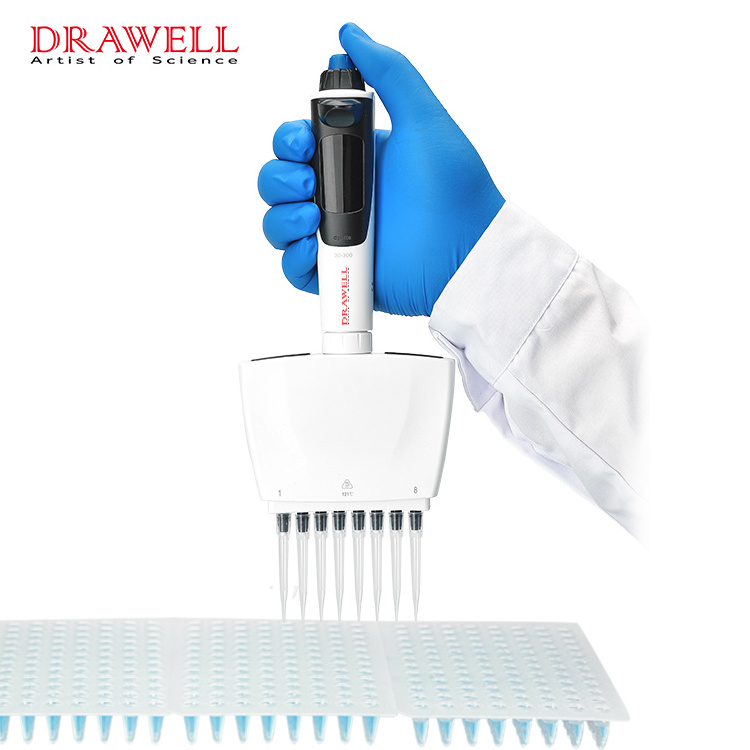 Drawell Automatic Pipettes Laboratory Electric Pipette 0.1-100ml  Plastic Multichannel Electronic Pipette