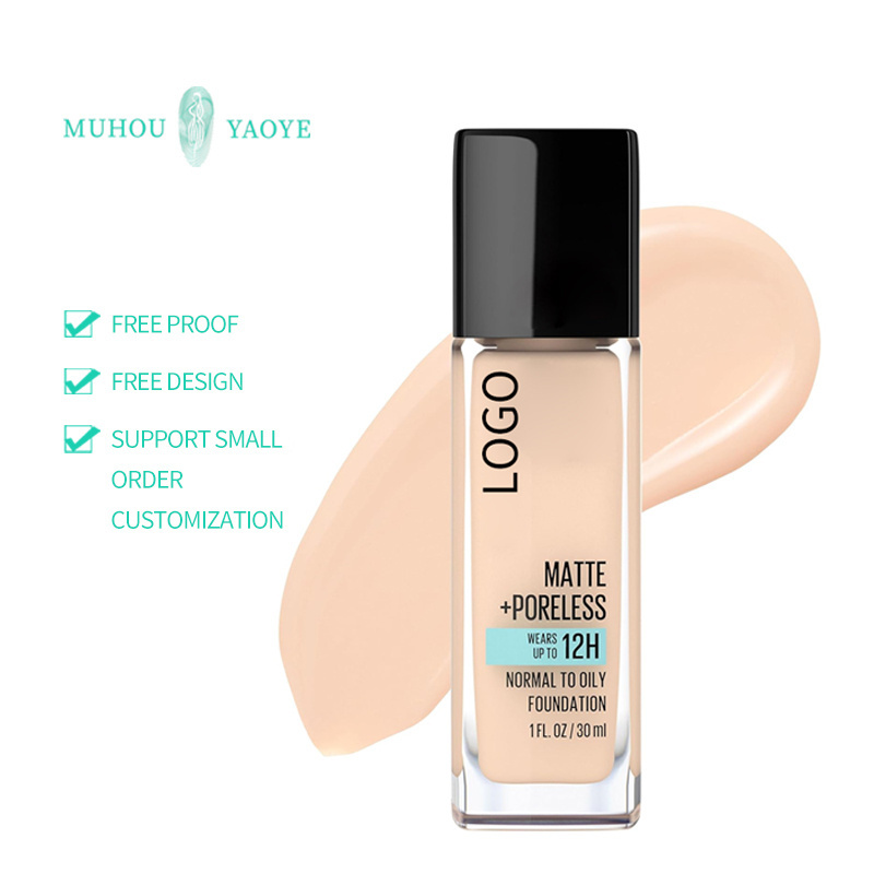 Guangzhou cosmetics factory custom Matte + Poreless Liquid Oil-Free Foundation Makeup, Warm Coconut,liquid foundation