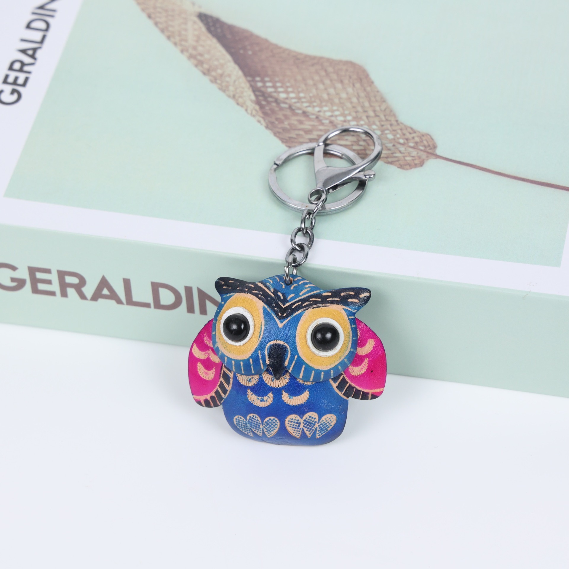 New Creative Cute Owl Keychains Car Key Holders Handmade PU Leather Key Chains