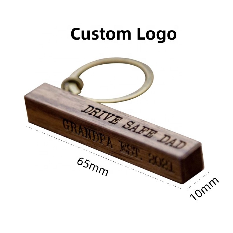 Promotional Gift Luxury Wood Key Chains Personalized Laser Engraved Logo Walnut Wood Keychains