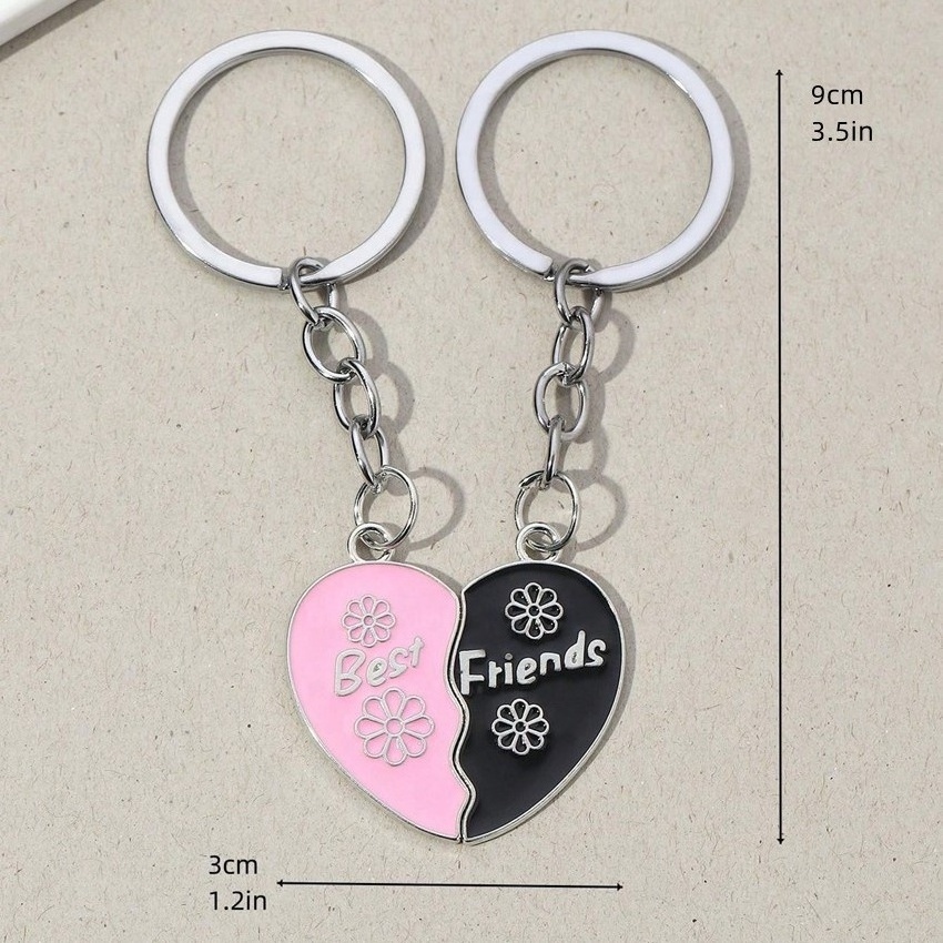 New Creative Best Friends Metal Key Chain Musical Notation Flower Butterfly Heart Keychain