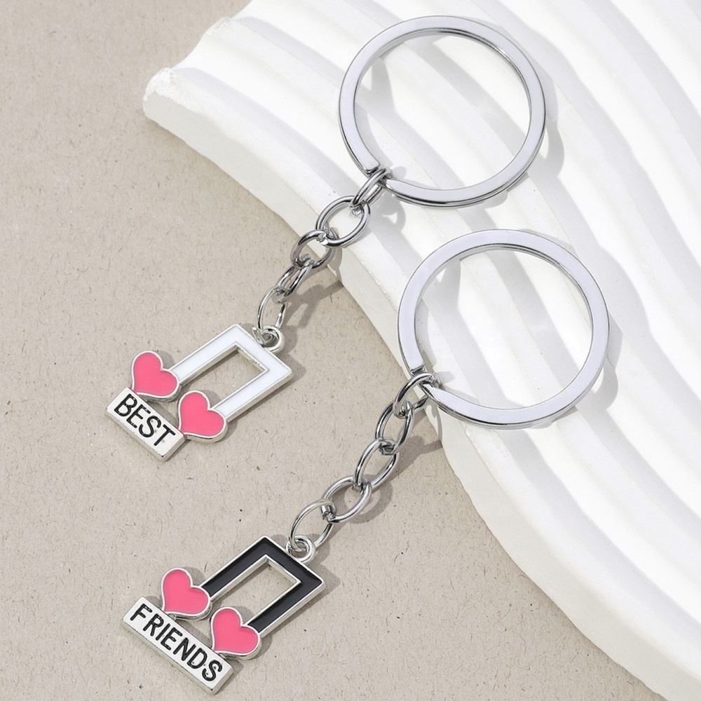 New Creative Best Friends Metal Key Chain Musical Notation Flower Butterfly Heart Keychain