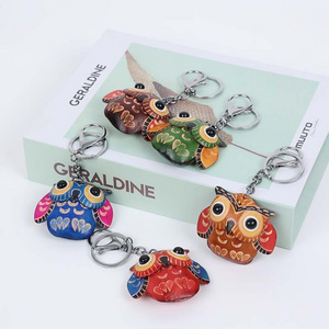 New Creative Cute Owl Keychains Car Key Holders Handmade PU Leather Key Chains