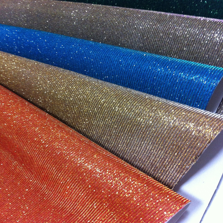 Customized Glitter Mesh Faux Leather Available Shinning Design PU Fabric For Shoes Bags Decoration