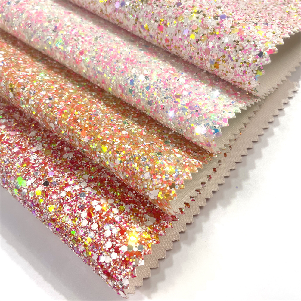 Chunky Glitter Fabric Vinyl Sparkle Faux Leather Perfect for Key Chain Bows Craft Bag Cover Sewing Patchwork DIY Craft