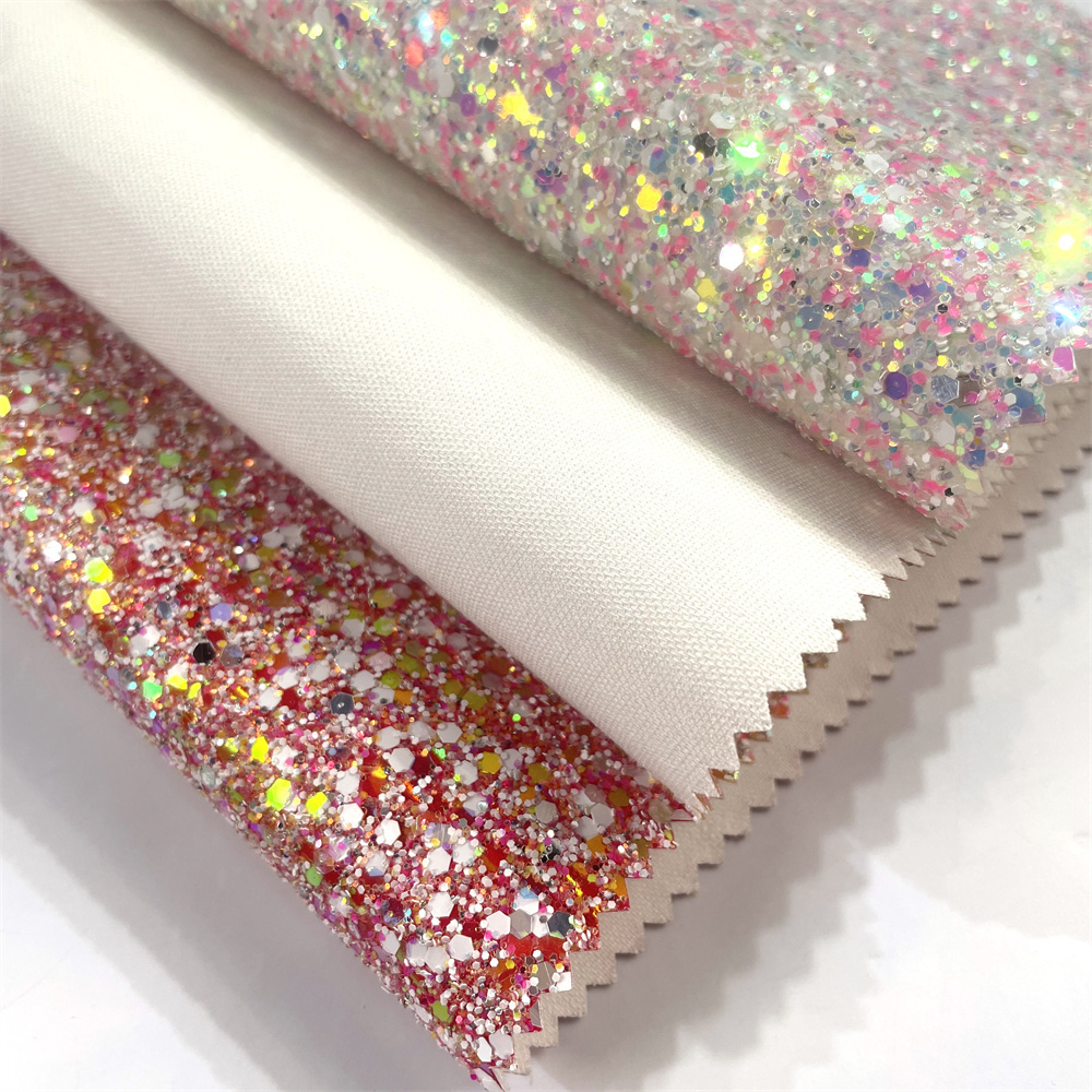 Sparkly Colorful Glaze Candy Color Chunky Glitter Faux Leather Sheets Shiny Multiple Solid Color Girl Fabric for Bows Earrings