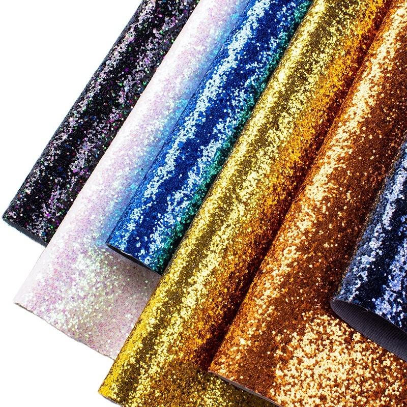 S3002  DIY Glitter Craft Fabric Chunky Glitter Wallpaper Glitter Pu Leather