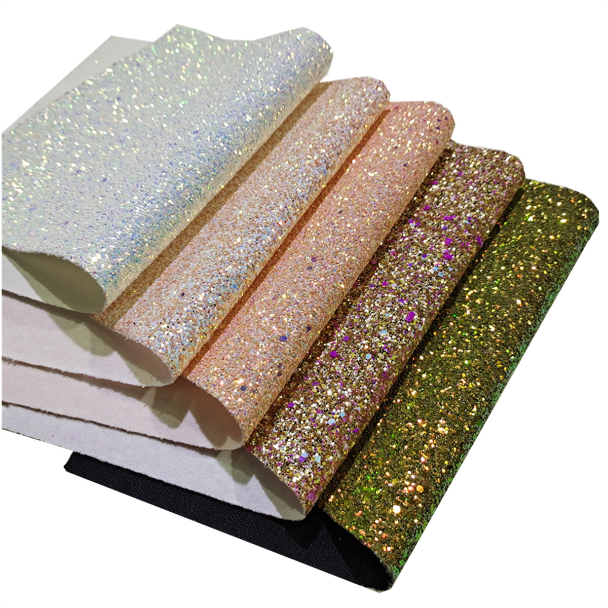 Sparkly Shiny Synthetic Vinyl PU Glitter Fabric Sheets Chunky Faux Leather For Shoes Bags Bow Crafts