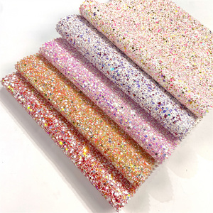 non falling glitter Sparkly Mixed color Chunky Glitter Faux Leather Shiny Girl Fabric for Bows Earrings Crafts