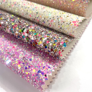 Solid Color Chunky Glitter Faux Leather Roll Sparkle Synthetic Sewing Fabric for Hair Bows Jewlery Making DIY Accessories