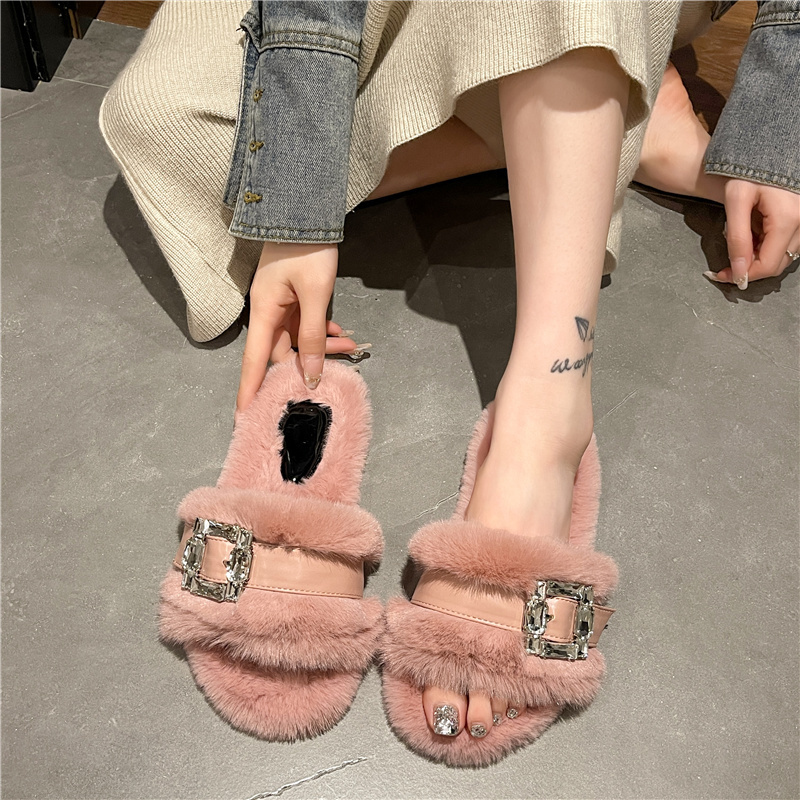 2023 Slippers Women Summer Ladies Square Toe Flat Slides Fashion Woman Metal Decoration Female women's Sandals Beach Lady Shoes