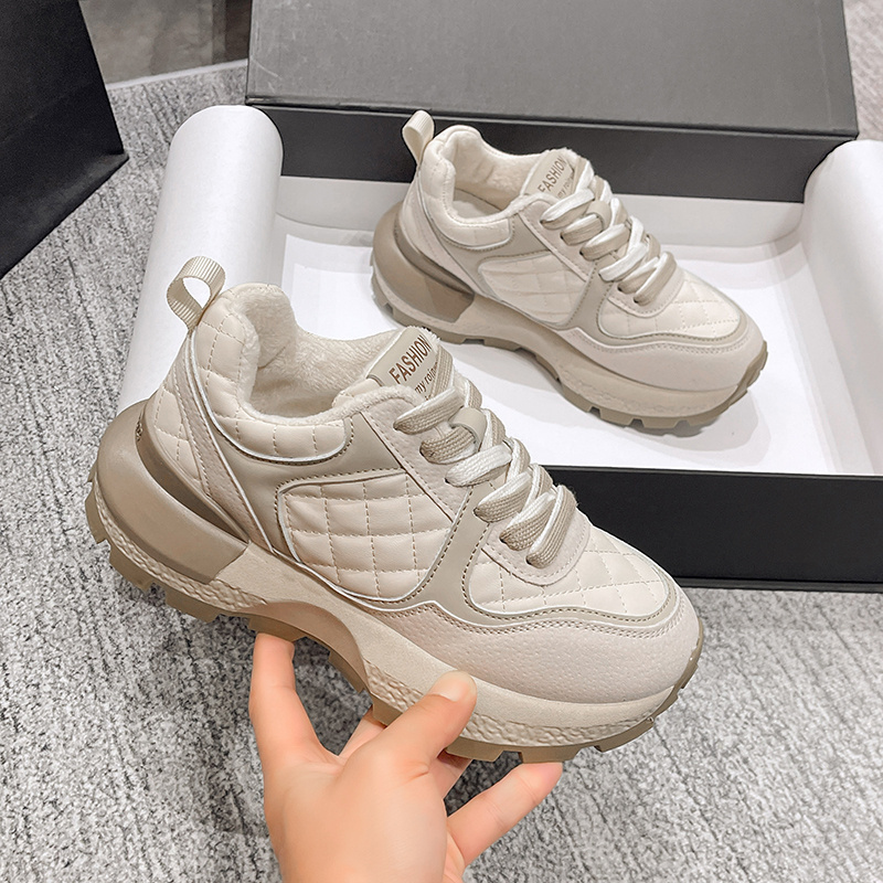 2024 Women's Chunky Platform Sneakers Casual Lace-Up Sport Shoes with Mesh Insole Rubber Sole for Summer Korean Fashion