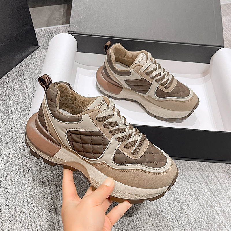 2024 Women's Chunky Platform Sneakers Casual Lace-Up Sport Shoes with Mesh Insole Rubber Sole for Summer Korean Fashion