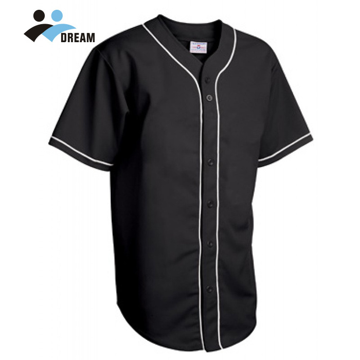 Wholesale unisex baseball t shirt Latest Button Down team custom 100%polyester Sublimated Black Baseball Jersey