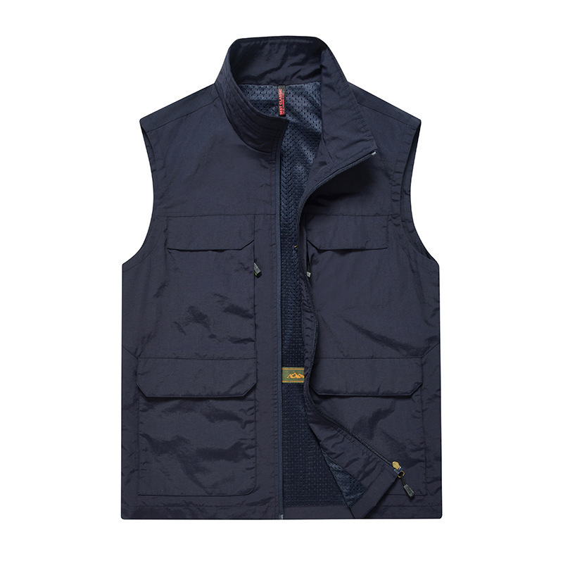 High Quality Multi-Functional New Waistcoat Men Stand Collar Multi-Pocket Vest Quick Drying Large Size Coat Men's Vest